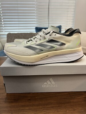 Adidas Mens White Green Adizero Boston 11 M GY8407 Athletic Running Shoes 11.5 Adidas Adizero Boston II Running Shoe main image 4