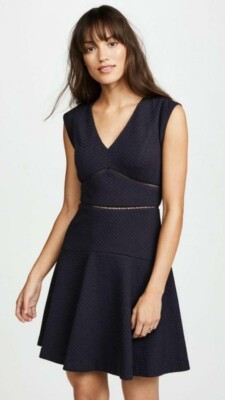 Rebecca Taylor Dress size 2 Navy Blue 'Taylor' Fit and Flare Dress Flirty  Preppy | eBay