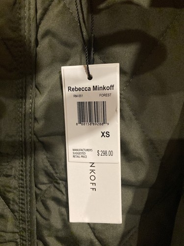 Abrigo largo ligero Rebecca Minkoff gabardina chaqueta para mujer XS verde frente abierto - Imagen 7 de 16