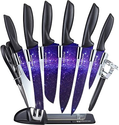 PURPLECHEF 10 Pcs Purple Galaxy Kitchen Knives Set