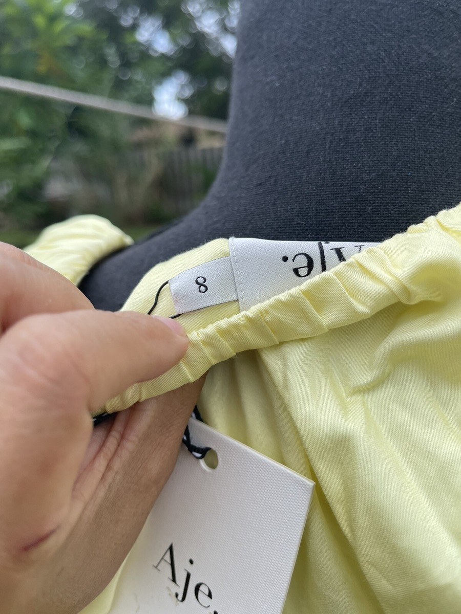 Aje hushed asymmetric dress lemon size 8 NWT | eBay