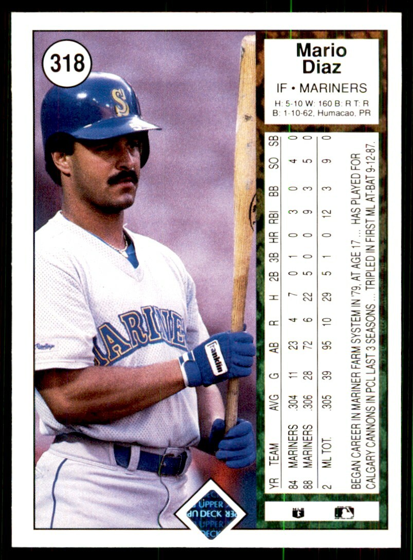 1989 Upper Deck Mario Diaz Seattle Mariners #318 | eBay