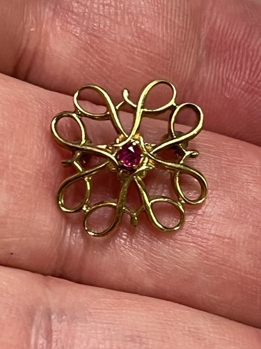 Vintage Brosche Avon Award 1/10 10K Gold mit echtem Edelstein - Bild 3 von 6