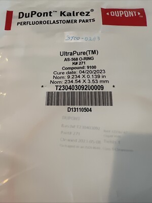 DuPont Kalrez K# 271, AS-568-271, Compound: 9100, Nom: 9.234 x 0.139 in