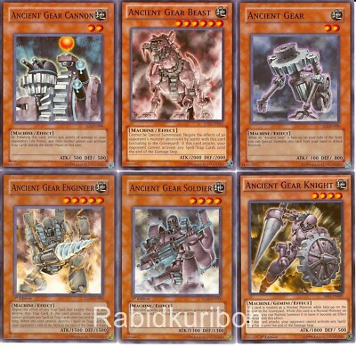 Yugioh Ancient Gear Beast + Cannon + Soldier + Engineer + Knight + Gear Set  | eBay