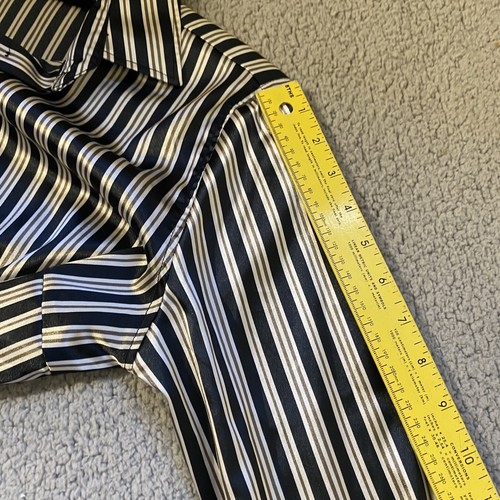 ZARA basic sz M woman button up striped shirt polyester/spandex multicolor - Picture 12 of 15