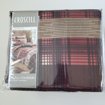 CROSCILL Full Queen Wagner Plaid Paprika Duvet Cover