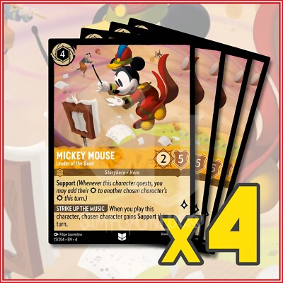 Disney Lorcana TCG: Mickey Mouse Leader of the Band 15/204 x4