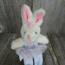Russ Ophella Cream Bunny Ballerina 8  Plush Pink Tutu Blue Toe Shoes Pink Flower