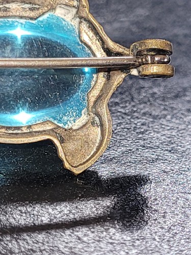 Vintage Silver Tone Turtle Brooch Pin with Light Blue Belly Stone - Picture 9 of 10