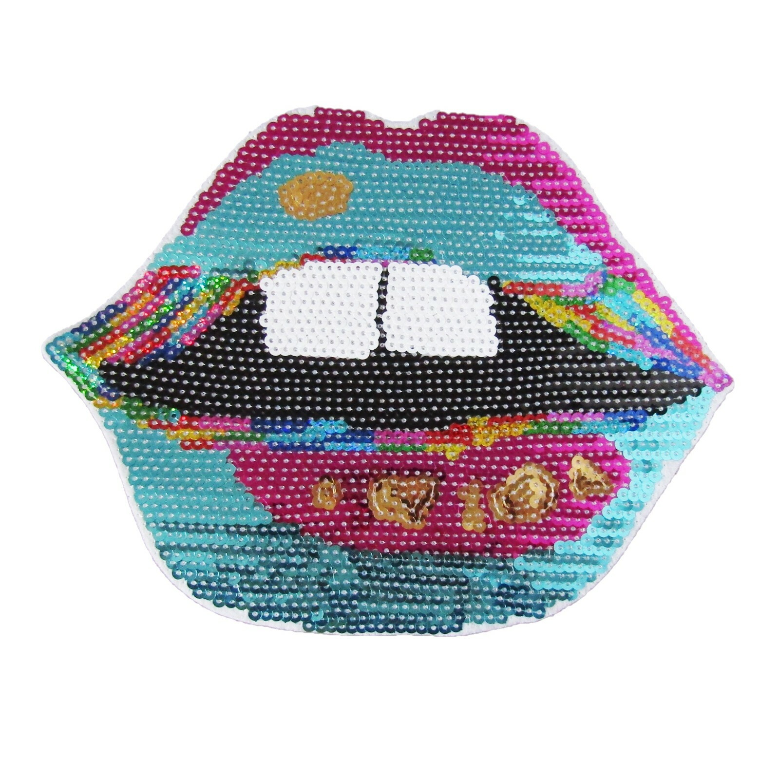 Sparkly Iron-On Sequin Lips Patch 24x18cm Sew-On Badge P369