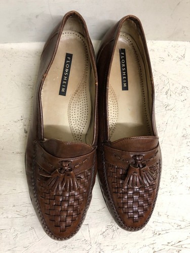 Florsheim Men Brown Leather Tassel Weaved Loafers Model 30153 size US 12 - Picture 9 of 12