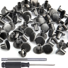 100 Sets Gunmetal round Flat Head Chicago Screws - Kit for Leather Crafting, Clo