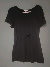 Capella Cute Little Knit Summer Black Mini Dress Drawstring Waist