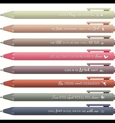 8er Pack Inspirierende Bibelversstifte|Bibelvers Kugelschreiber|Religiöses Geschenk
