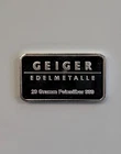 Geiger Edelmetalle 20 Gram Silver Bar .999 Fineness Excellent Condition