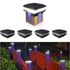 4PCS LED Solar Post Cap Light Waterproof Fence Pool Garden Lamp Outdoor Road