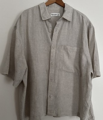 Pull & Bear Leinenhemd Beige XL Unisex