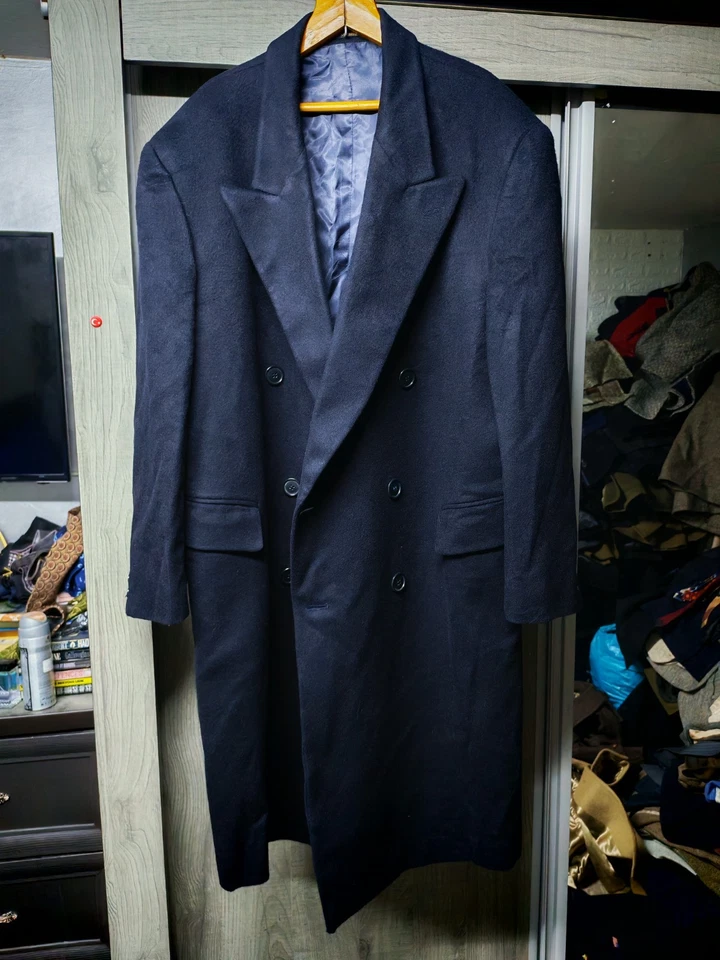 Vintage Milano classic Cashmere wool blend db gangster navy Suit over coat 44R - Image 2 of 4