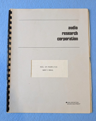 Handbuch mit Schaltplan Audio Vorverstärker Research SP 9 Vintage Selten