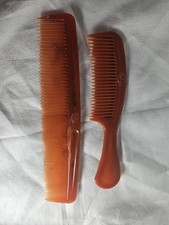 2 Vintage GOODY Combs Brown Tortoise Amber Tone Clear Made In USA 7.5"  Pocket