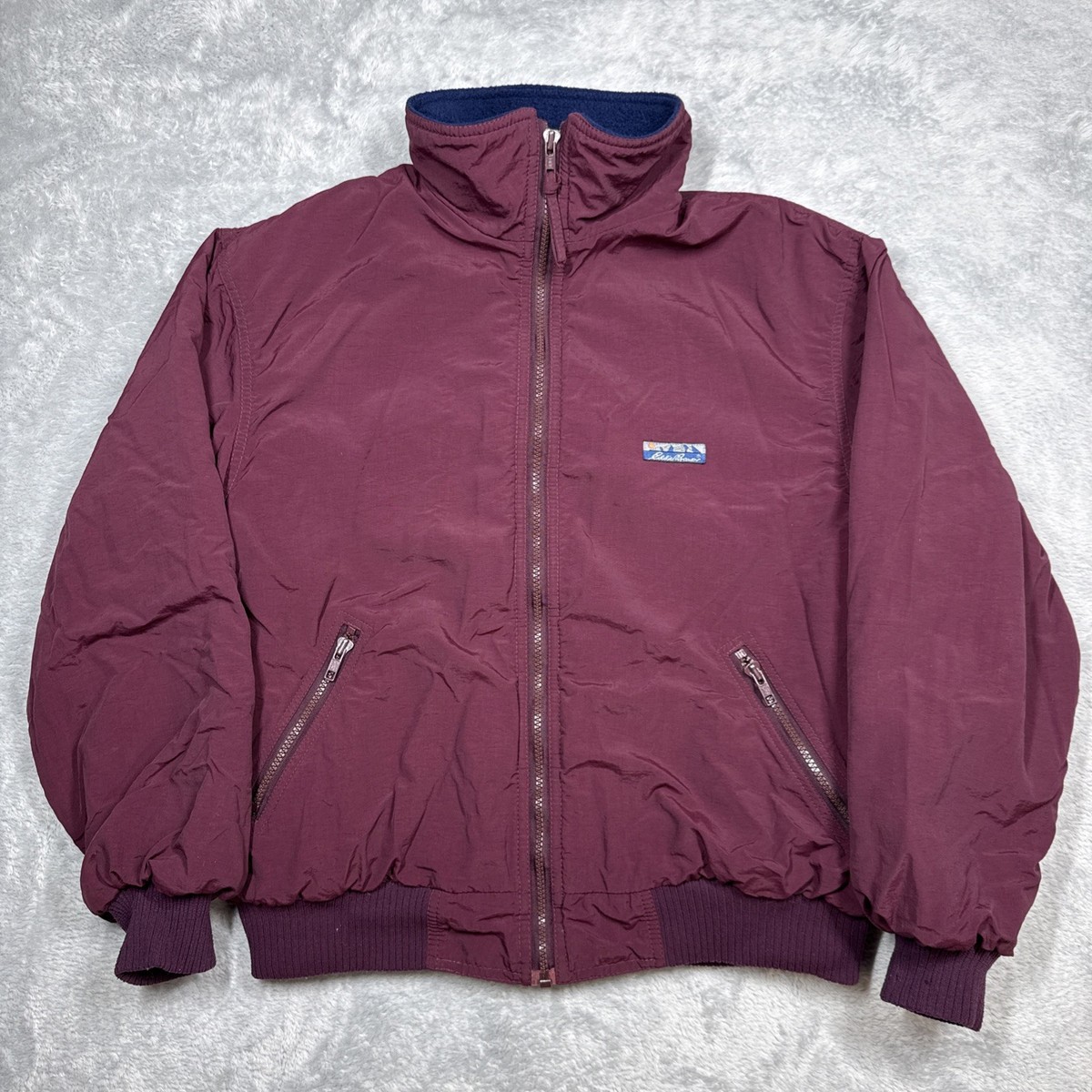 Vintage Eddie Bauer Womens Red Bomber Jacket M Fleece Lined 90s