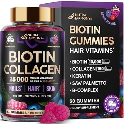 Biotin Gummies with Collagen - Hair, Skin & Nail Support - 10,000mcg Biotin