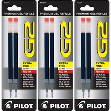 Pilot G2 Gel Pen Refill 6 Count Quick Dry Smooth Ink Red 0.5mm for Precise Wr...
