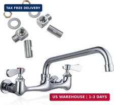 8" Center Wall Mount Commercial Kitchen Sink Faucet with 8" Spout Brass Constr