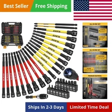Magnetic Nut Driver Bit Set, 35-Piece Extra Long Nut Driver Set for Impact Drill