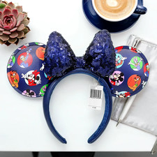 Disney Parks Navy Blue Sequined Bow Mickey Friends Minnie Ears Headband