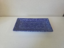 Vintage Blue Spongeware Butter Dish made in USA for ADA Pottery Co (No Lid)