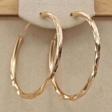 Womens Large Gold Hoop Earrings Textured Diamond Cut Alloy Party Jewelry 40mm