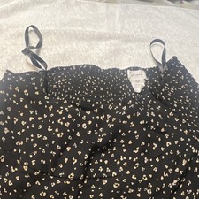 Japna Black/Beige Leopard Animal Print V-Neck Strappy Midi Slip Dress M
