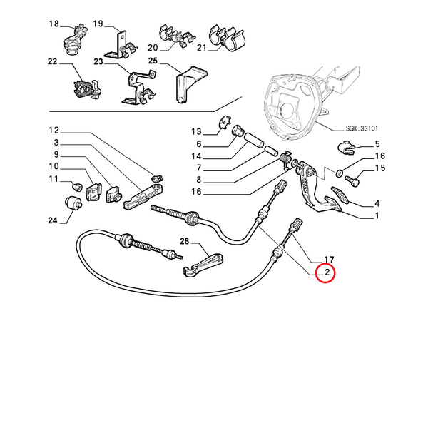 Kupplungsseilzug Fiat Brava - Bravo - Marea Original 46453539-image