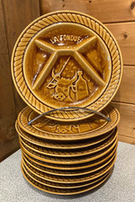Ensemble de 10 x assiettes La Fondue faïence émaillée couleur miel Sarreguemines