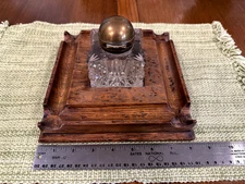 Rare Lot: 44 Antique Ink Wells/Writing Accessories,  English Brass, Cut Glass