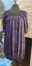 BRUNYA Purple And Black Beaded Short Ballon Dress Silk Size 8 