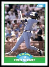 Fred McGriff 1989 Score #6 Toronto Blue Jays MLB READ FREE SHIPPING AutographDen