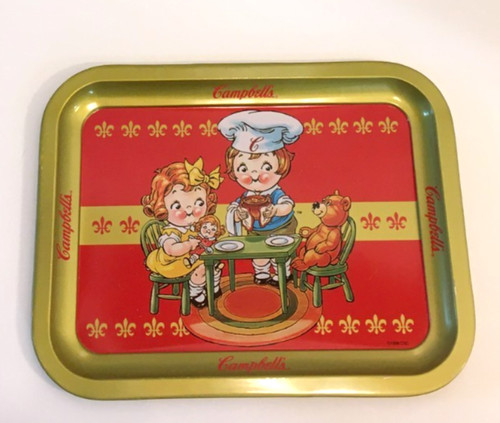 Campbells Kids At Table 1998 Serving Tray 14" x 10.5" Metal