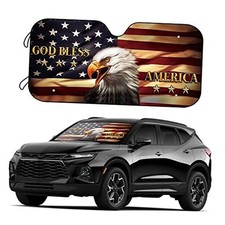God Bless American Flag Eagle Car Windshield Sunshade Foldable Sun Shade