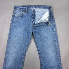 Levis 501 Jeans Mens 34x36 Blue Button Fly Denim Pants Faded Straight Classic