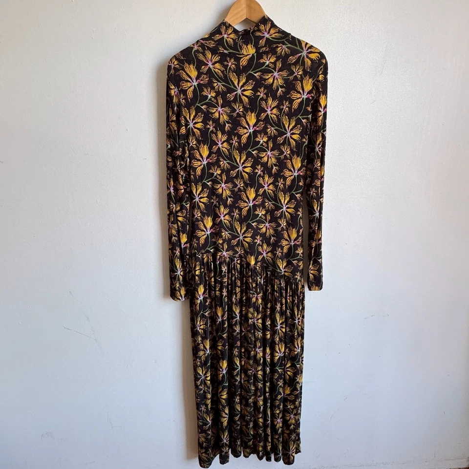 ULLA JOHNSON Fernanda Drop-Waist Floral-Print Stretch-Jersey Turtleneck Dress - Image 3 of 4