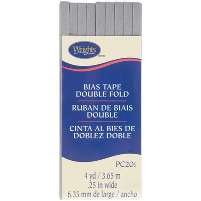 Wrights Double Fold Bias Tape .25X4yd-Light Grey
