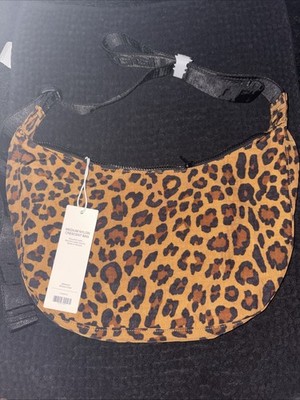 Baggu Leopard Medium Nylon Crescent Bag New 
