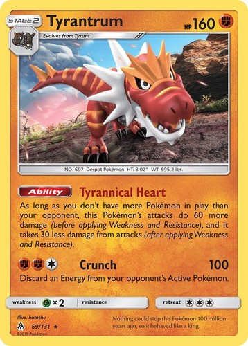 Tyrantrum Holofoil - SM - Forbidden Light- 69/131 NM
