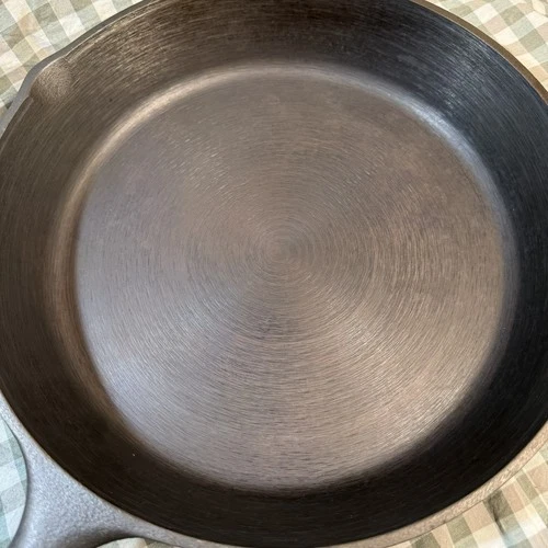 Vintage Lodge #8 Cast Iron Skillet – Three-Notch with factory Machined Surface