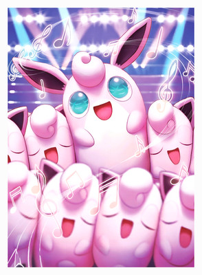 Wigglytuff 105 Phantasmal Flames Pokemon REND Poster Print Full Art Ultra HD A4