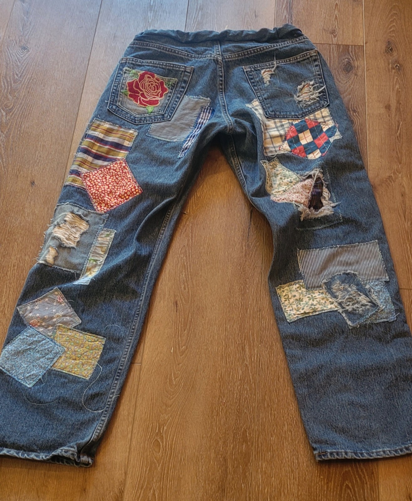 Upcycled & Hanctafted Patchwork Levi 569  34x34 J… - image 2