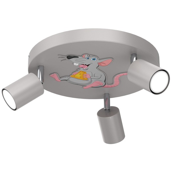 Deckenstrahler Kinder 3-Flammig Grau Ø 30Cm GU10 Deckenlampe Kinderzimmerleuchte-image